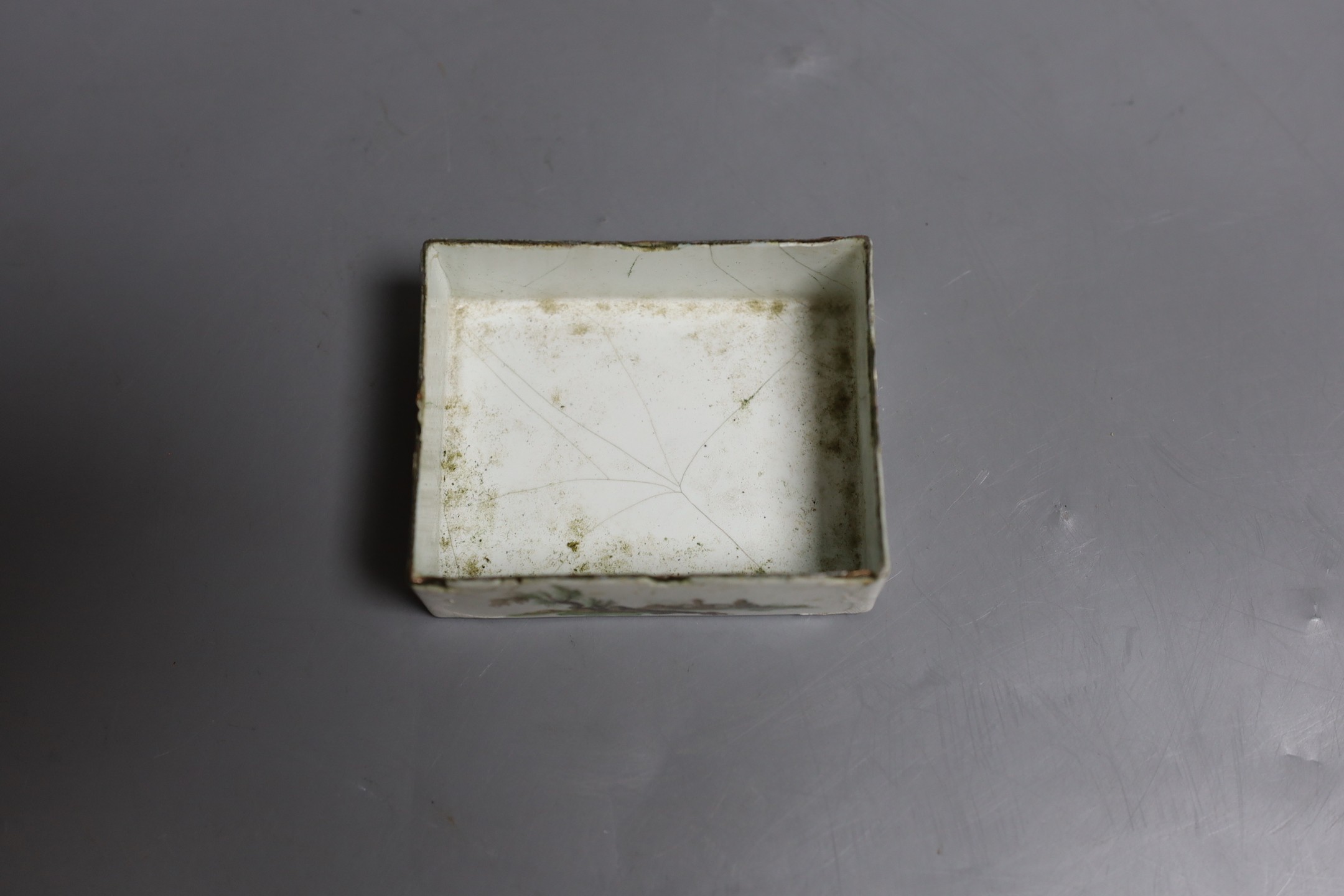 An 18th century German enamel on copper snuff box, 8.5 cms wide x x7cms